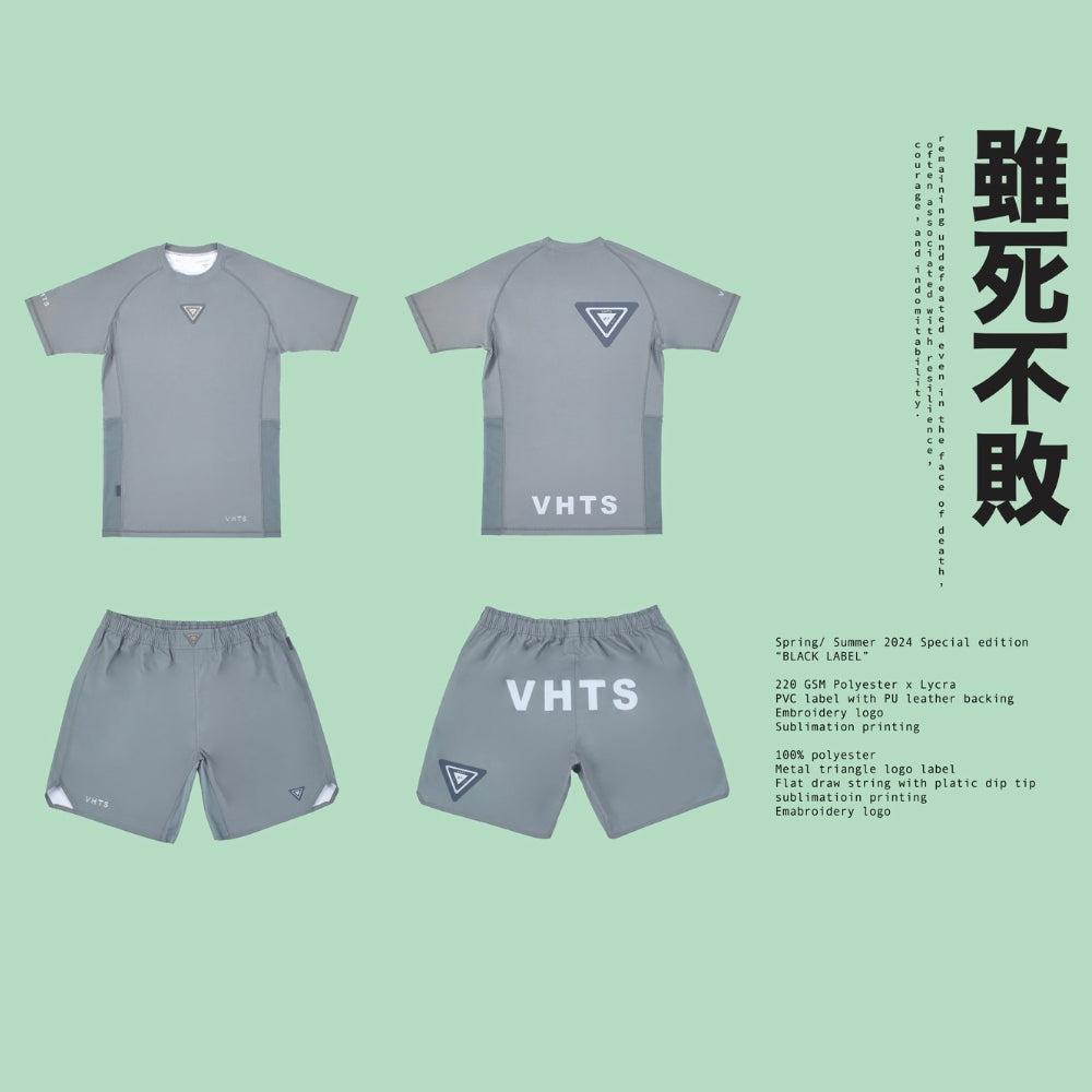 VHTS Black Label Special Edition BJJ Brazilian Jiu Jitsu Combat Shorts - Grey