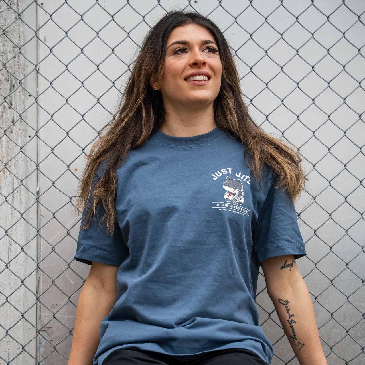 Person wearing the Just Jits BJJ T-Shirt – Da Boss, front view