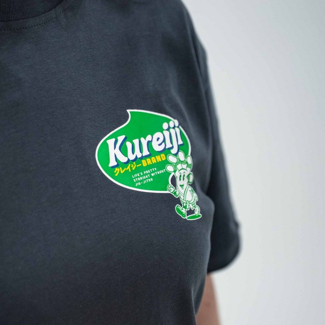 Chest print close up of Kureiji T-Shirt Twistied Fingers Chicken when worn