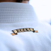Sleek white BJJ GI inspired by the Black Panther
