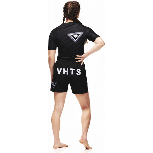 VHTS Black Label Special Edition BJJ Brazilian Jiu Jitsu Combat Shorts with Logo - Black Back
