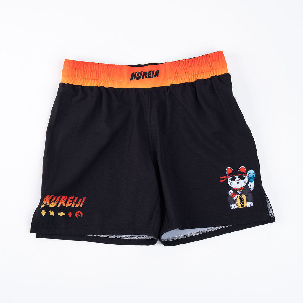 Kureiji BJJ & MMA Shorts - Neko Fury Black Combat Shorts