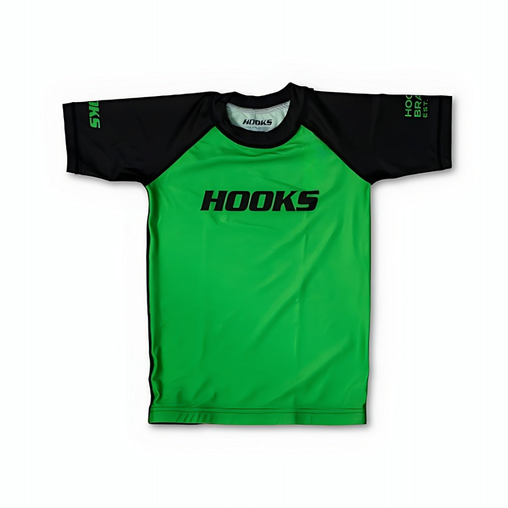 Hooks Kids 2026 Ranked BJJ Rash Guard - Green