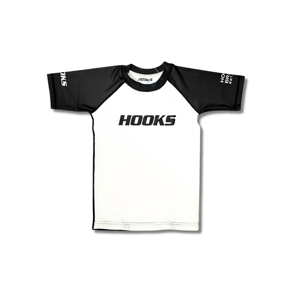 Hooks Kids 2026 Ranked BJJ Rash Guard - White