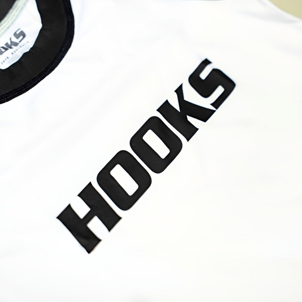 Hooks Kids 2026 Ranked BJJ Rash Guard - White