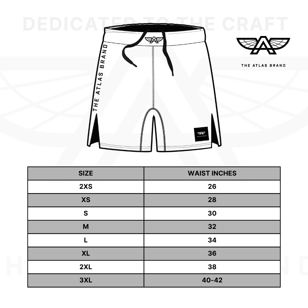 The Atlas Brand shorts size chart