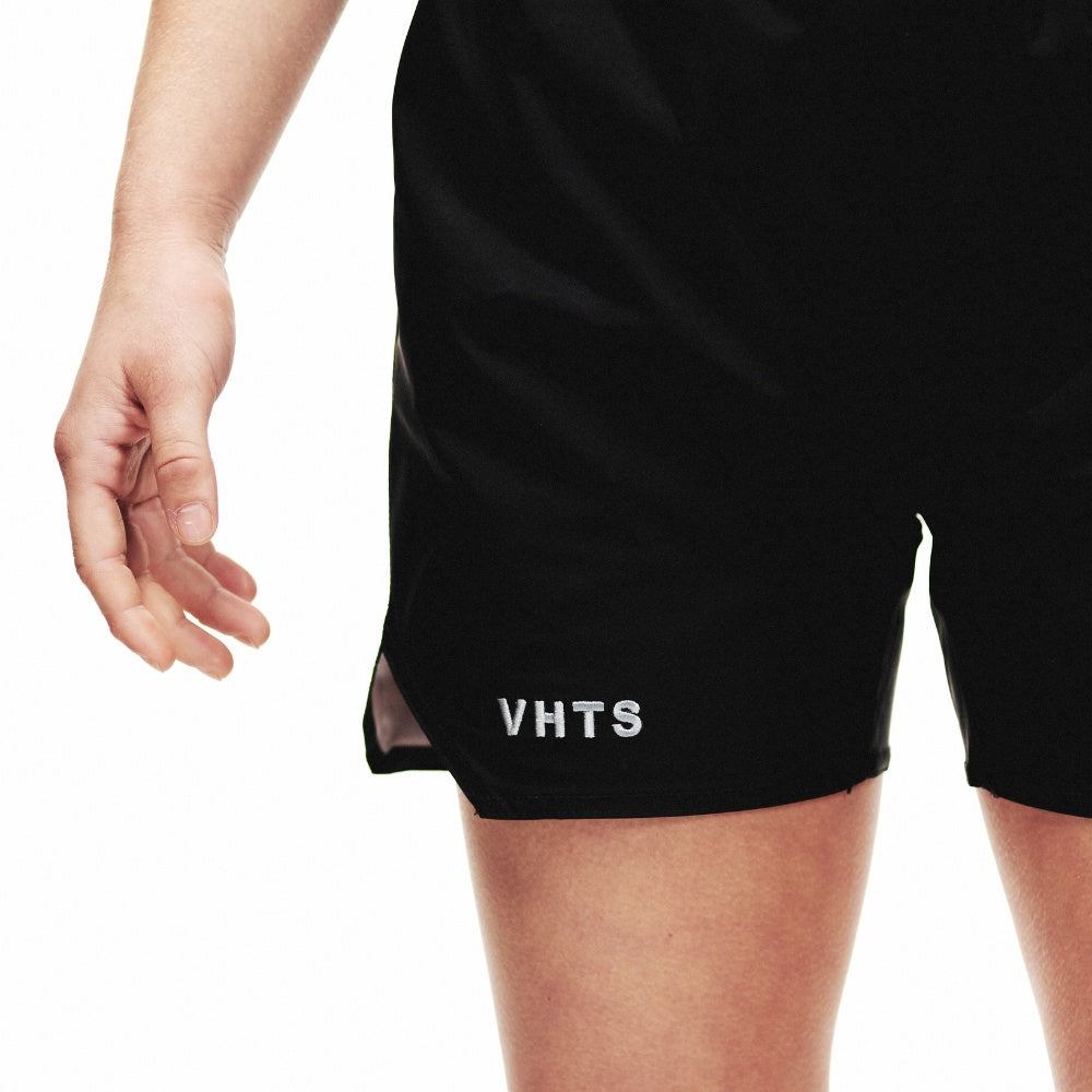 VHTS Black Label Special Edition BJJ Brazilian Jiu Jitsu Combat Shorts with Logo - Black Front