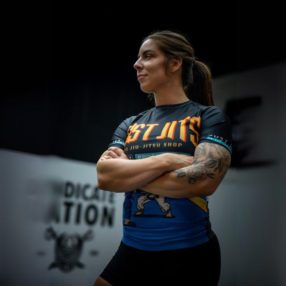 Stay ahead in Brazilian Jiu Jitsu with our Just Jits Short Sleeve Rashguard - 8 Bit! Ideal for intense training sessions.