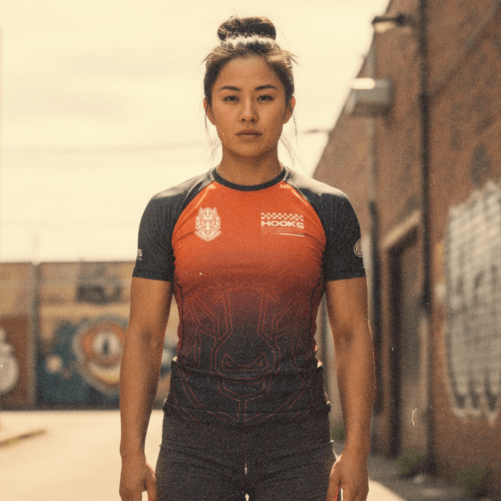 Hooks Short Sleeve Rash Guard - Fire Horse