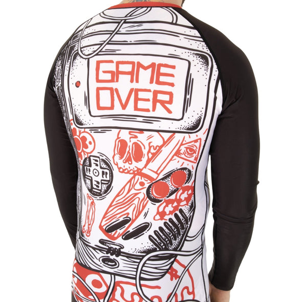 True Illusion Long Sleeve BJJ Rash Guard - Game Over - Back View for MMA