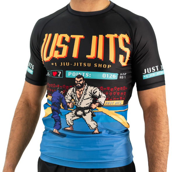 Premium Short Sleeve Rashguard for BJJ practitioners - Just Jits 8 Bit Jits Out
