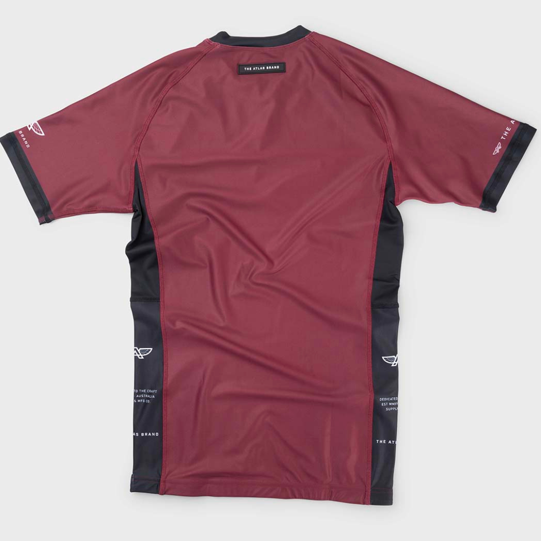 Atlas Brand Apex Burgundy Rashguard No Gi Jiu Jutsu Gear