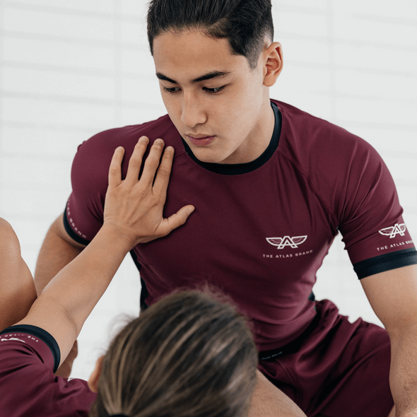 Atlas Burgundy Gear No Gi Apex Rashguard Jiu Jitsu BJJ