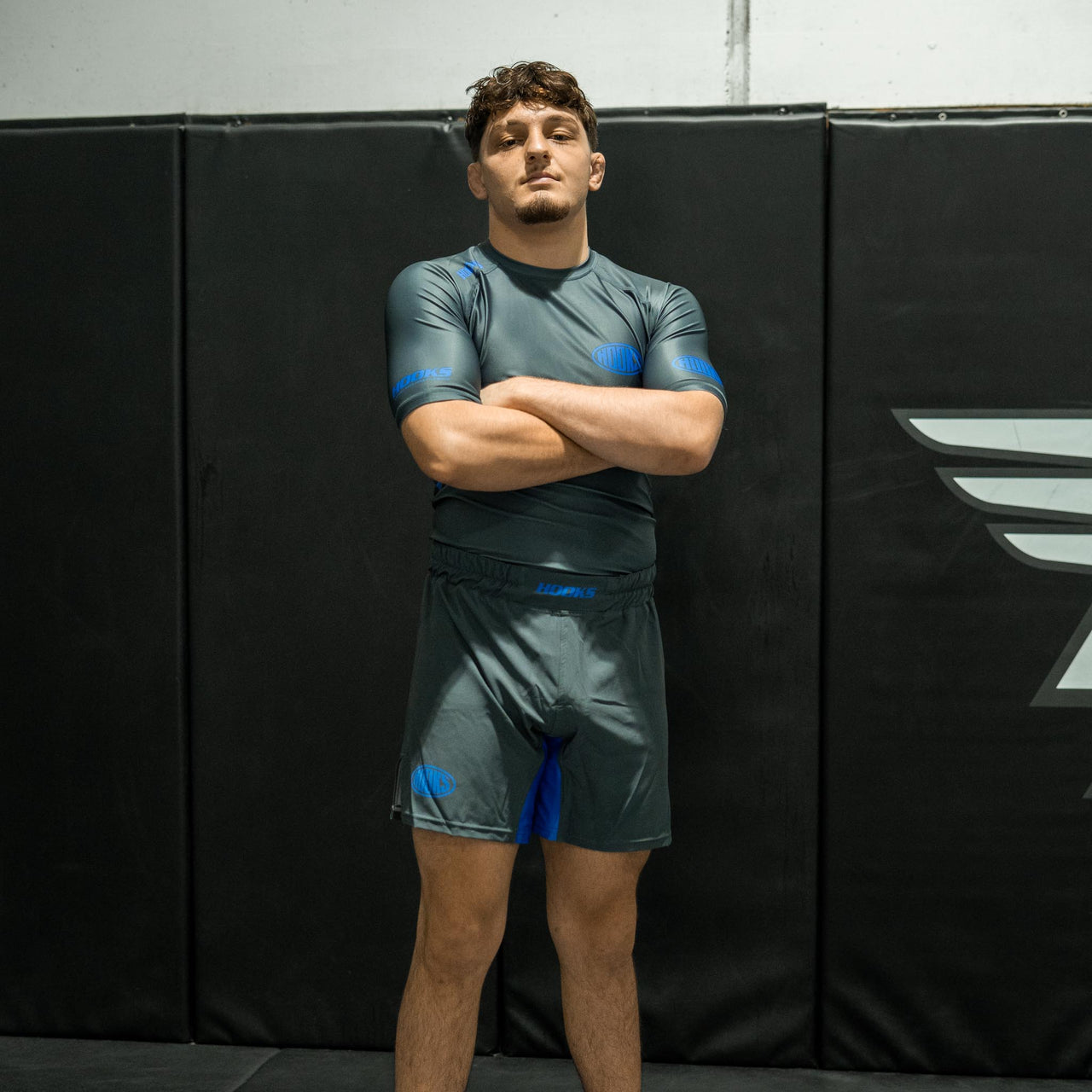 BJJ Grappling Shorts Grey and Blue