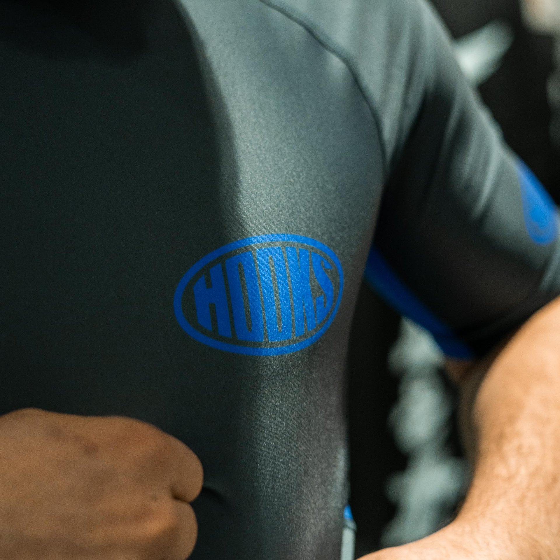 Hooks Grey and Blue BJJ Rash Guard