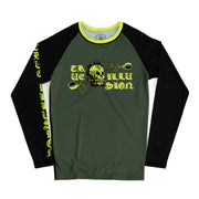 True Illusion Women's Long Sleeve Rash Guard - Fire Skull flat lay