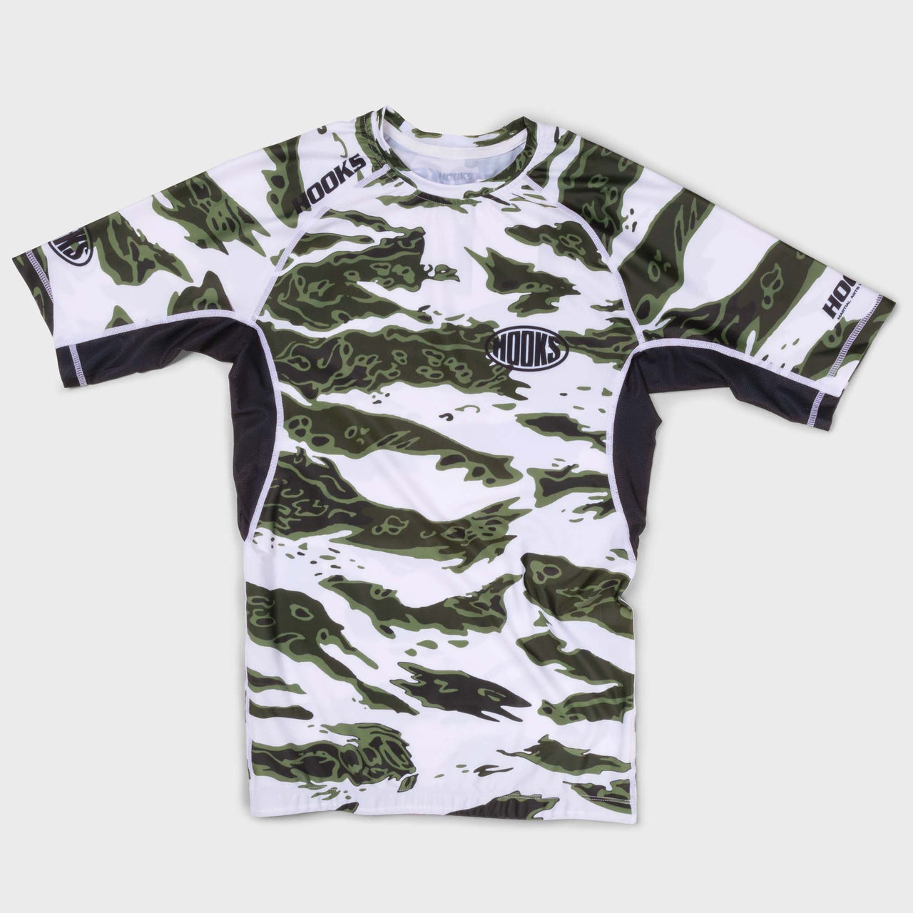 Hooks Short Sleeve BJJ Rashguard - Tiger Camo - White - PRE-ORDER