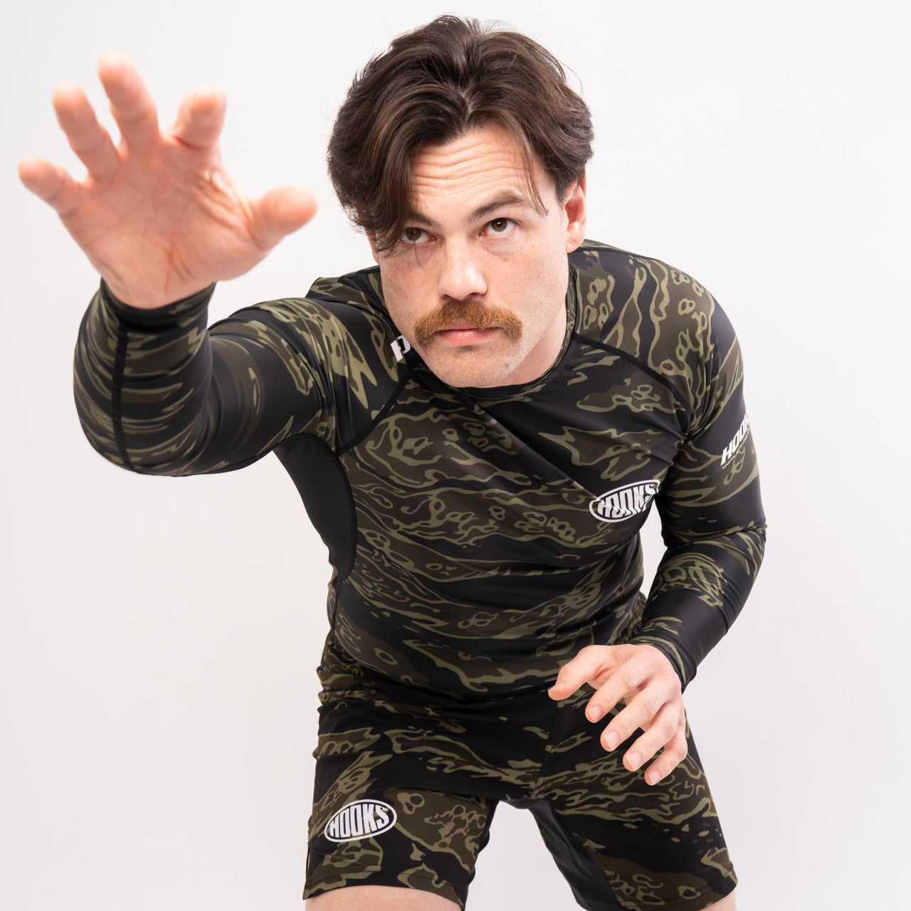 Hooks Long Sleeve BJJ Rashguard - Tiger Camo -  Black - PRE-ORDER