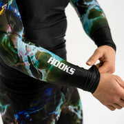 Hooks Dark Lights BJJ Long Sleeve Rashguard, Lightweight No-Gi for Brazilian Jiu Jitsu
