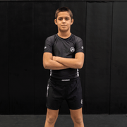 Hooks Pursuit BJJ kids rashguard when worn