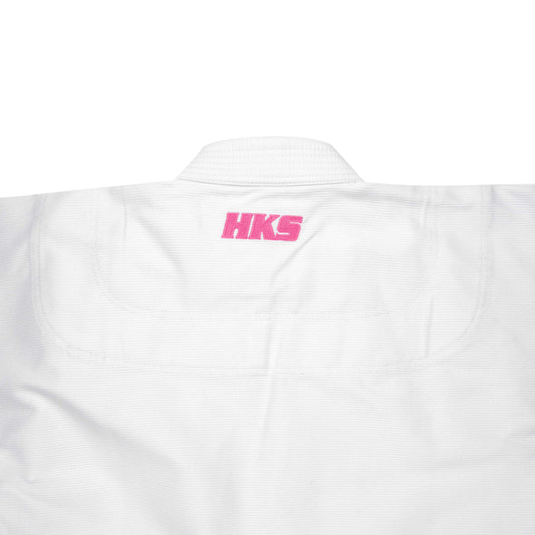 Hooks Kids Classic BJJ Gi - White & Pink includes White Belt
