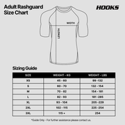 Hooks Women's Core BJJ Rashguard - Size Chart