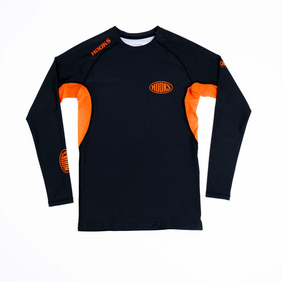 Hooks - Long Sleeve Rash Guard - Black Inferno