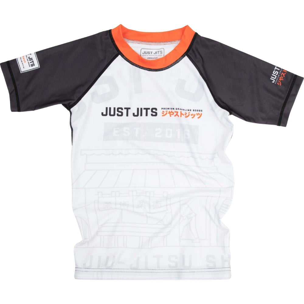 Just Jits Shop Short Sleeve Rashguard - White/Black - Just Jits