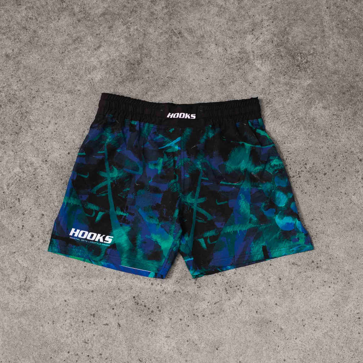 Hooks Women's Grappling & MMA Shorts - Jungle Reign flat lay