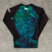 Hooks Women's Long Sleeve Rash Guard - Jungle Reign flat lay