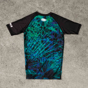 Hooks Women's Short Sleeve Rash Guard - Jungle Reign flat lay