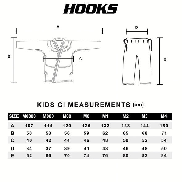 BJJ Kids Gi Measurements