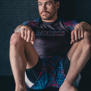 Neon Panther Hooks Short Sleeve BJJ Rashguard
