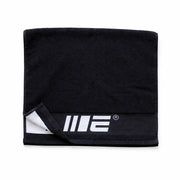 Black towel with a logo on a white background