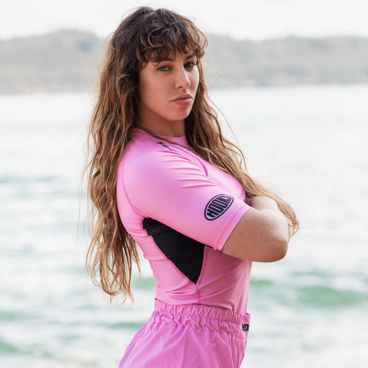Hooks - Short Sleeve Rash Guard - Rose Fusion