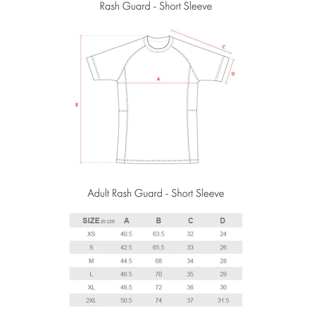 VHTS Adult Rashguards Size Chart BJJ Brazilian Jiu Jitsu