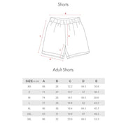 VHTS Adult Shorts Size Chart BJJ Brazilian Jiu Jitsu