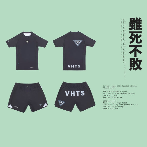 VHTS Black Label Special Edition BJJ Brazilian Jiu Jitsu Combat Shorts - Black