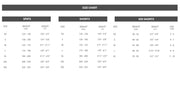 VHTS Shorts Size Chart