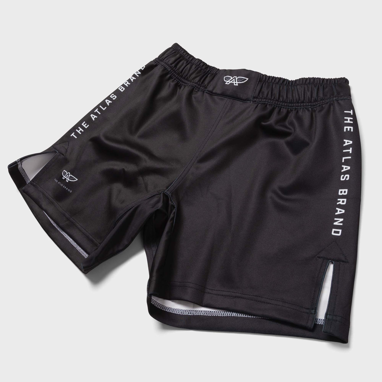 Atlas Brand AXIS Shorts in black, front angled flat lay