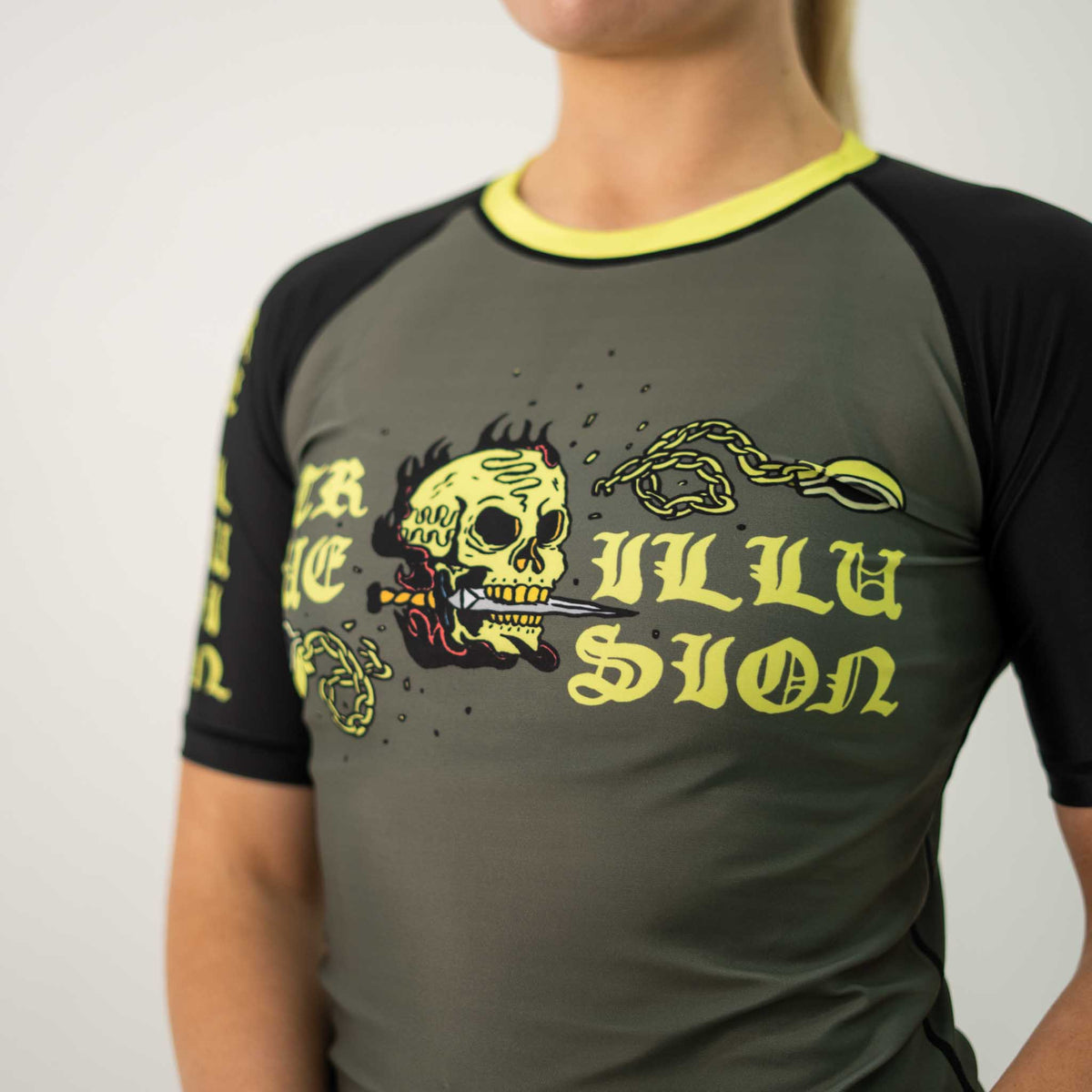 True Illusion Women's Short Sleeve Rash Guard - Fire Skull - 4