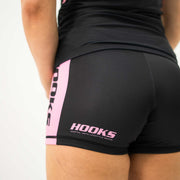 Hooks Women's Flex Shorts - Rose Noir - on body 5