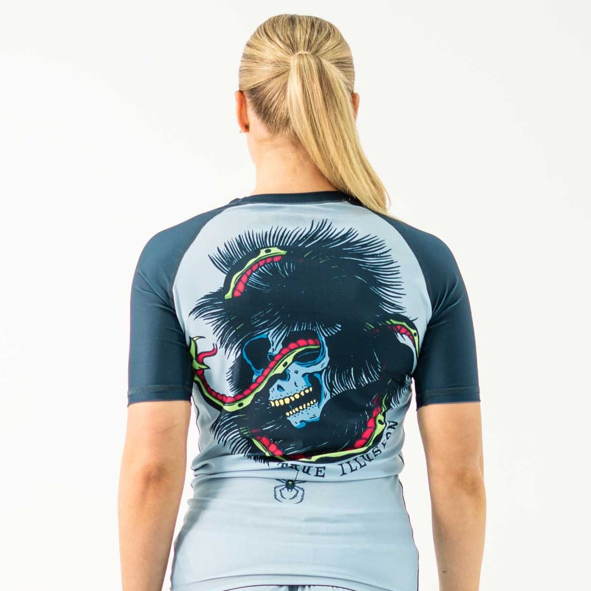 True Illusion Women's Short Sleeve Rash Guard - Snake Skull - 4