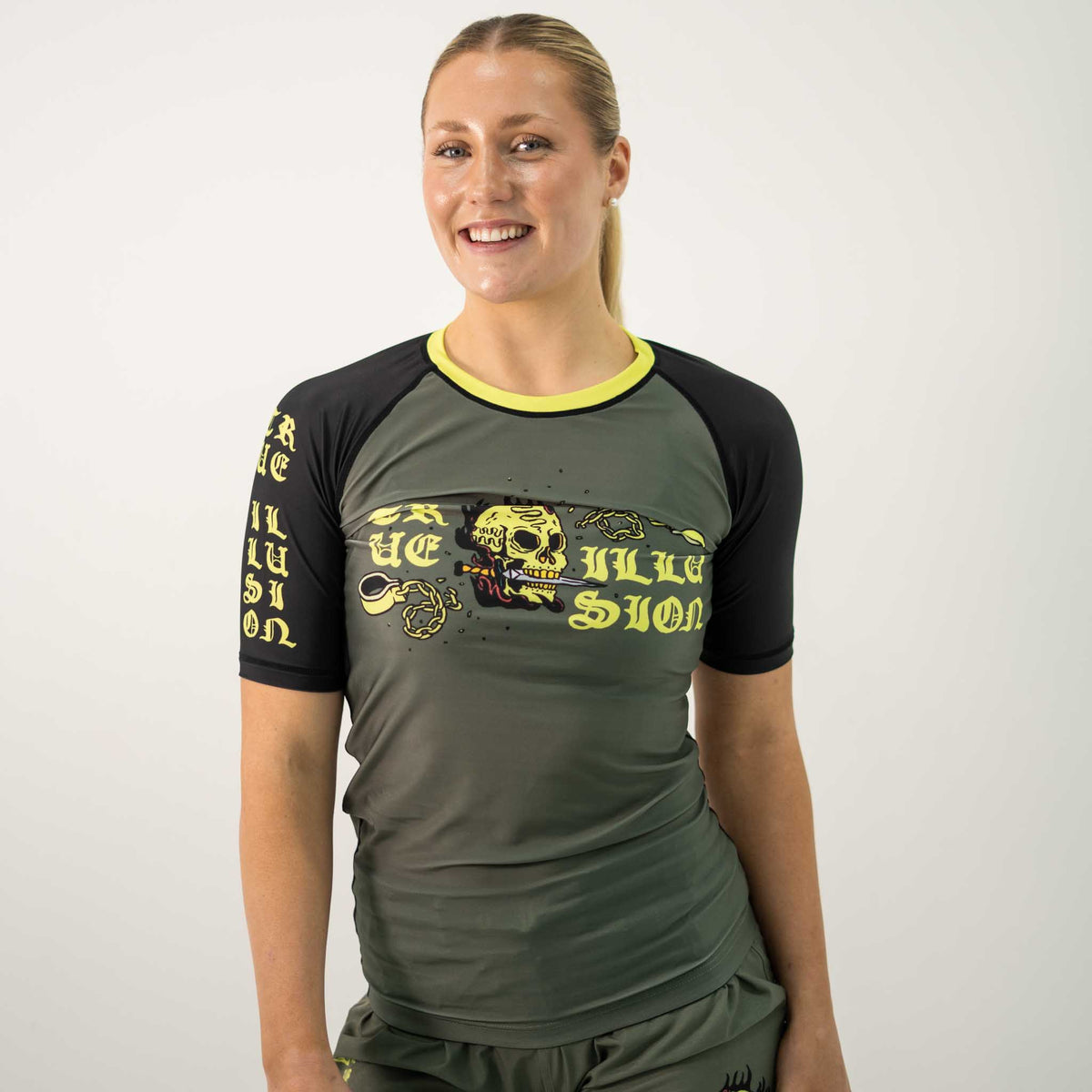 True Illusion Women's Short Sleeve Rash Guard - Fire Skull - 7
