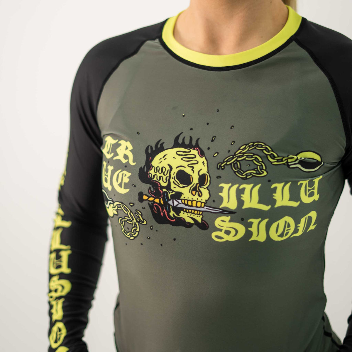 True Illusion Women's Long Sleeve Rash Guard - Fire Skull - 3