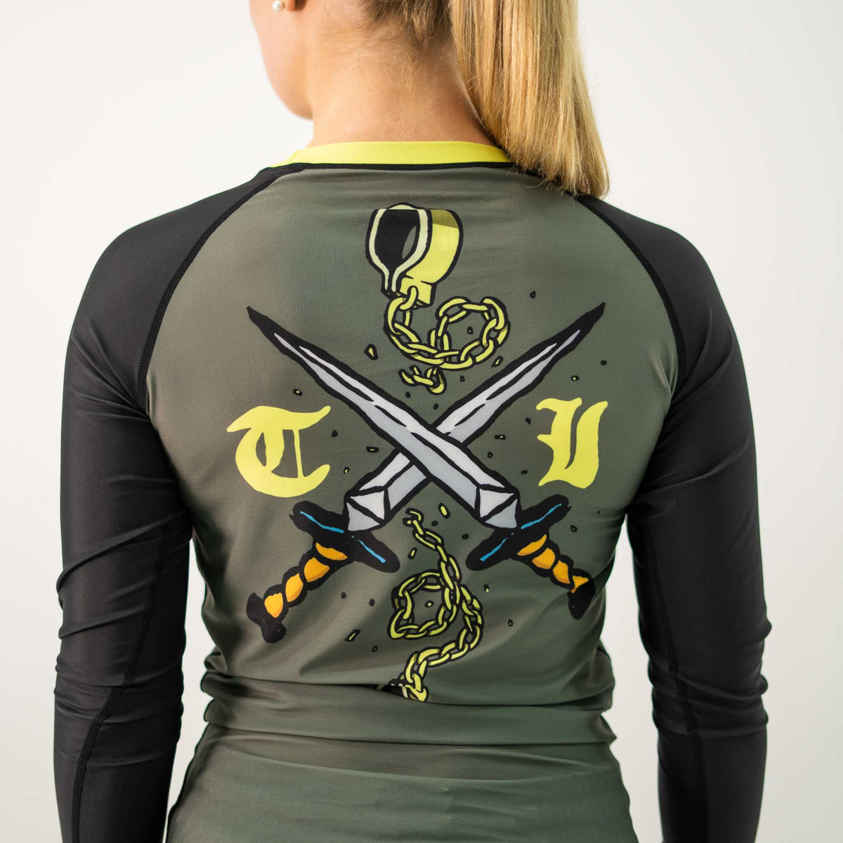 True Illusion Women's Long Sleeve Rash Guard - Fire Skull - 1