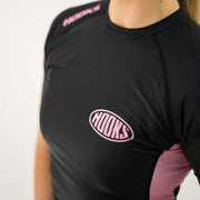 Hooks Women's Short Sleeve Rash Guard - Rose Noir - 6