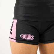 Hooks Women's Flex Shorts - Rose Noir - on body 2