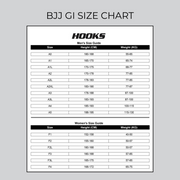 Hooks BJJ Gi Size Chart
