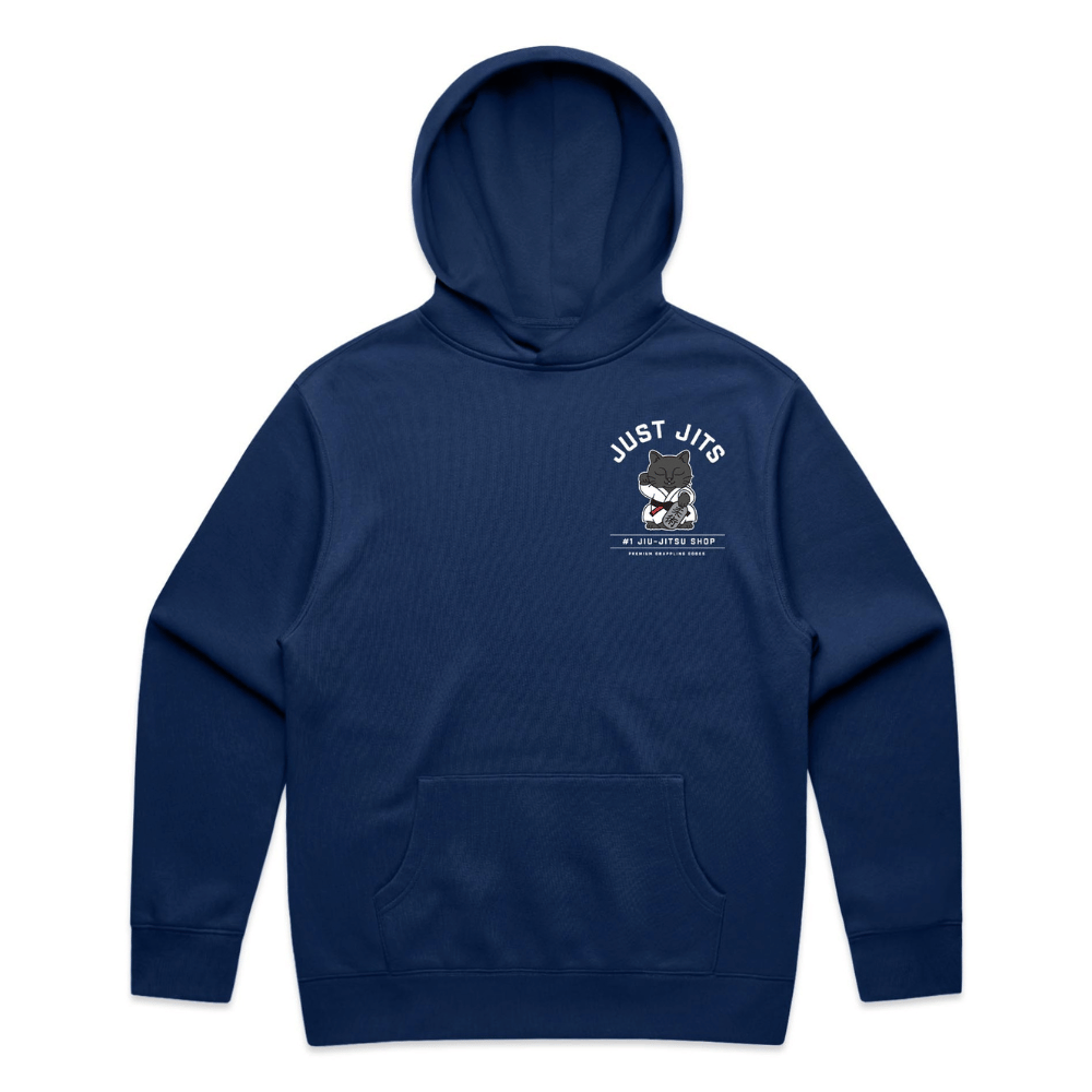  Flat lay of Just Jits BJJ Hoodie – Da Boss, front with print